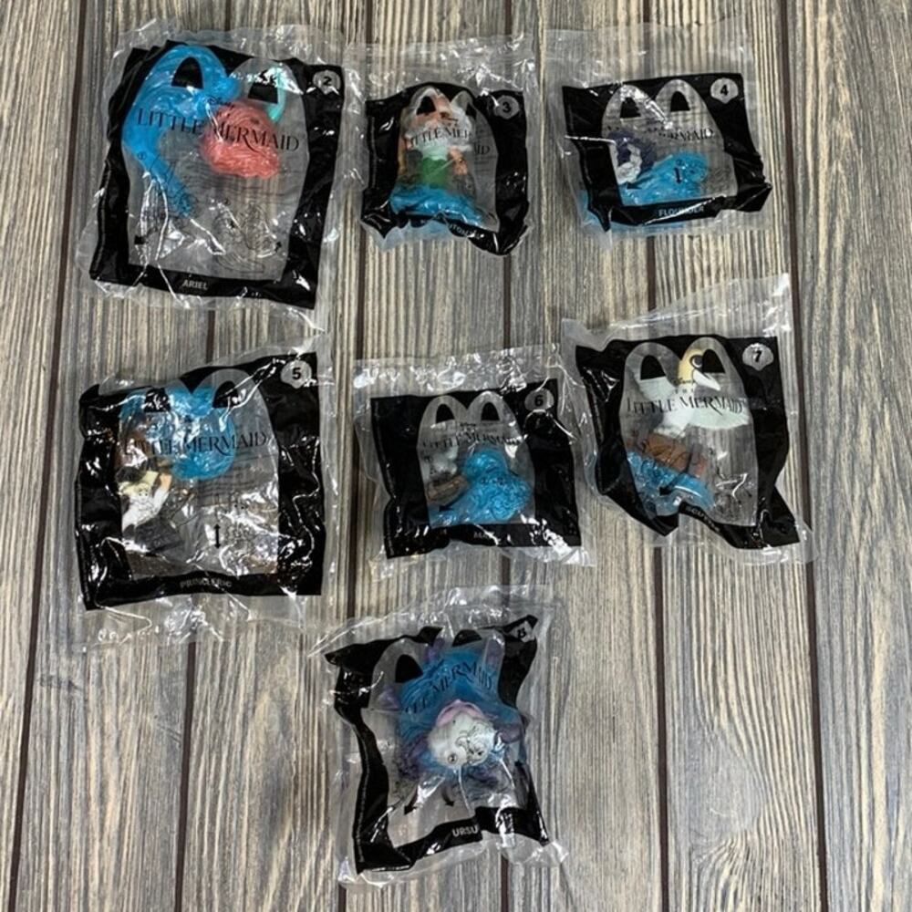 McDonalds Disney Little Mermaid Happy Meal Toys 2023 Lot of 7 Ariel Eric Scuttle
